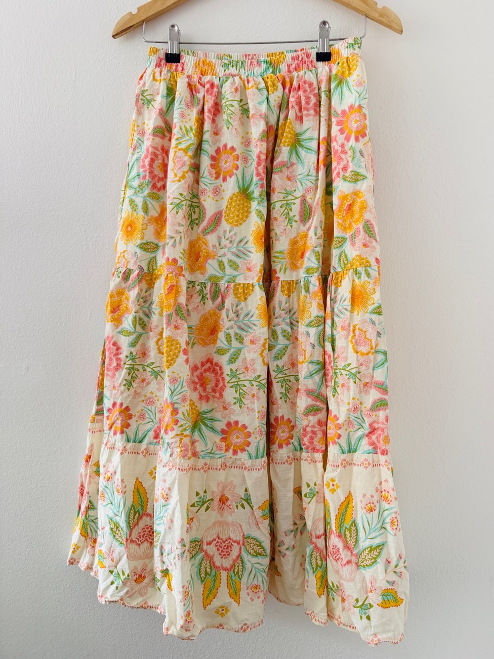 Rachel Zoe Long Pineapple Tropical Boho Print Skirt